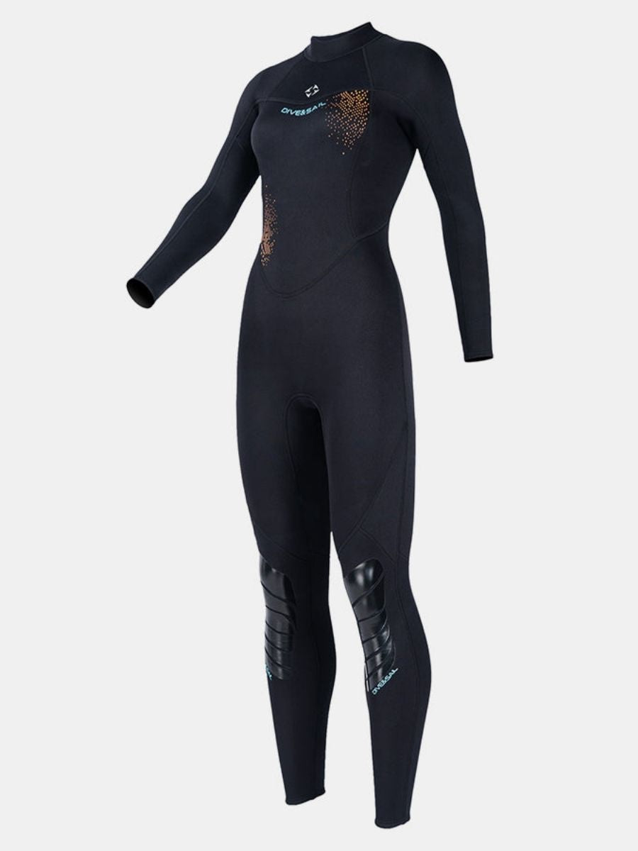 3mm Women's Back Zip Cold-Proof Long Sleeve One-Piece Full Wetsuit