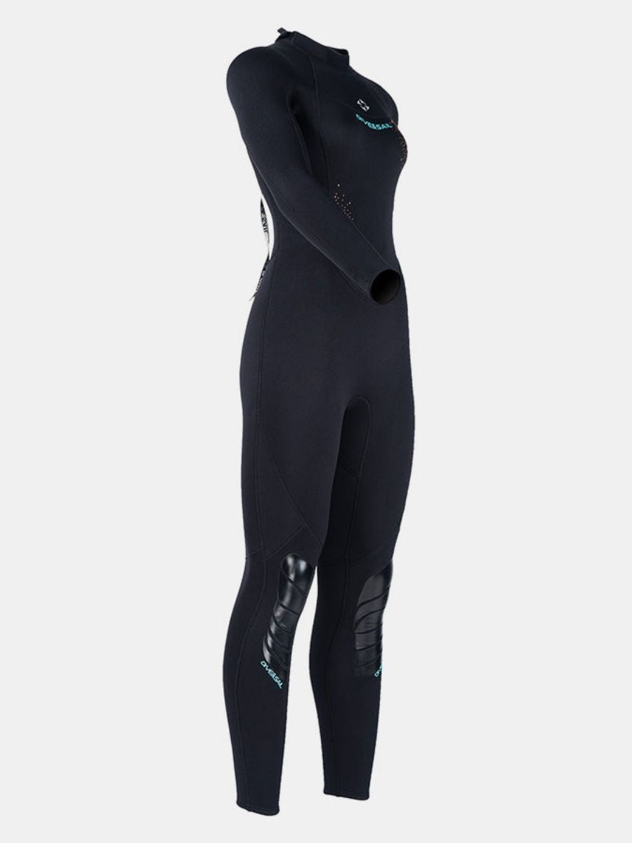 3mm Women's Back Zip Cold-Proof Long Sleeve One-Piece Full Wetsuit