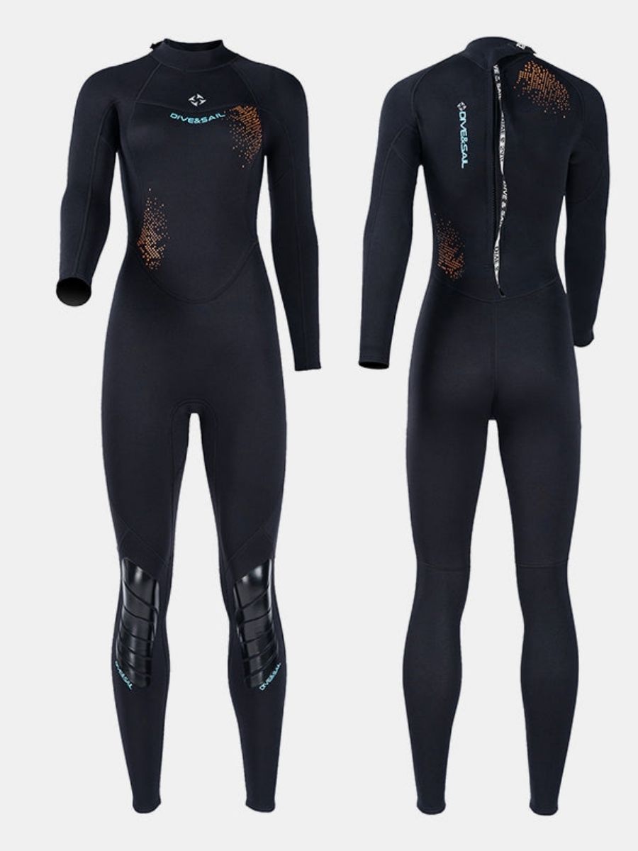 3mm Women's Back Zip Cold-Proof Long Sleeve One-Piece Full Wetsuit