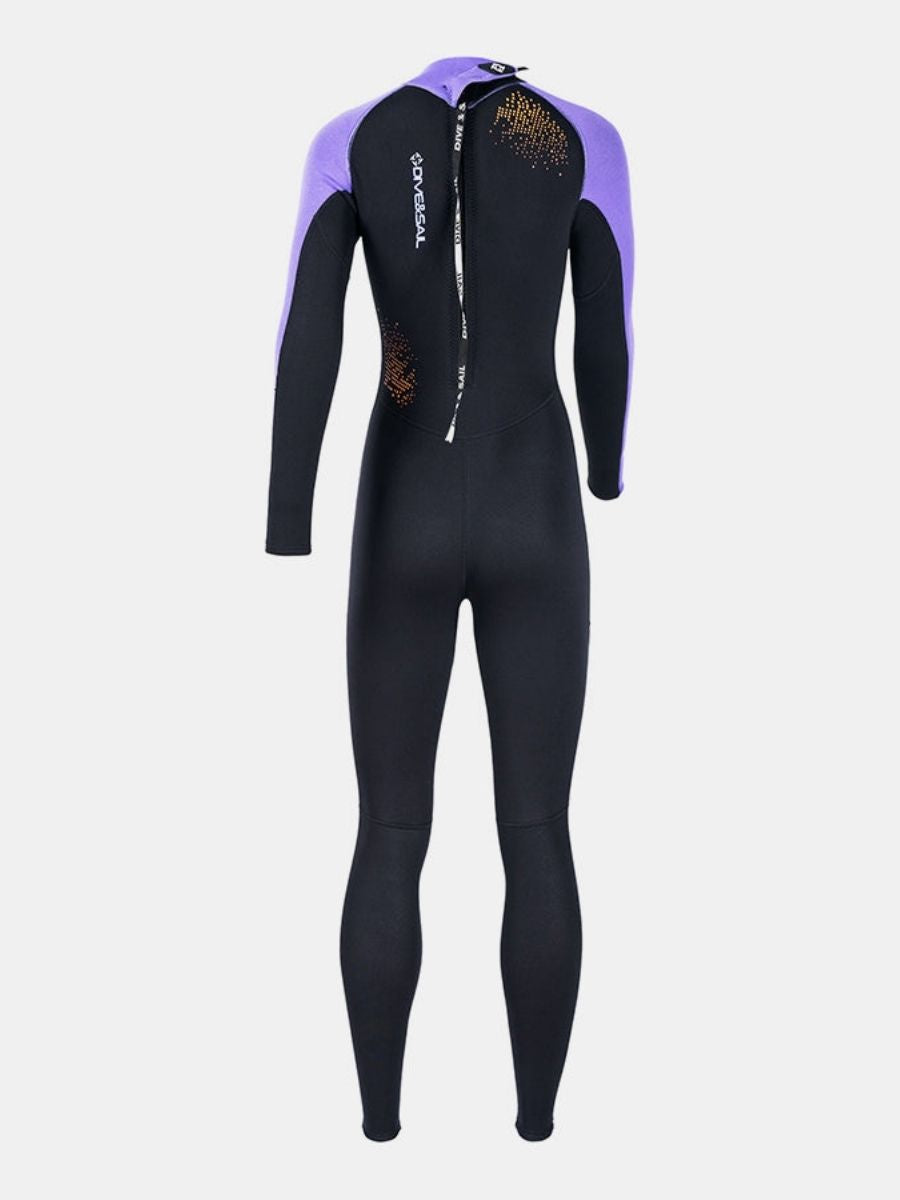 3mm Women's Cold-Proof Back Zip Long Sleeve One-Piece Purple Full Wetsuit