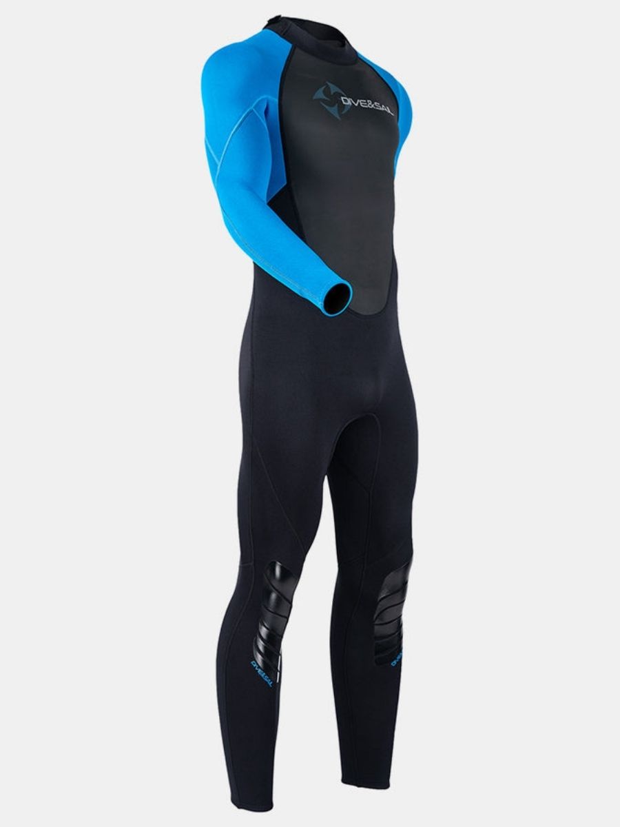 3mm Premium Men's One-Piece Back Zip Warmth and Cold-Proof Blue Full Wetsuit