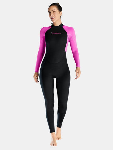 3mm Women's One-Piece Long Sleeve Insulated And Warm Back Zip Full Wetsuit
