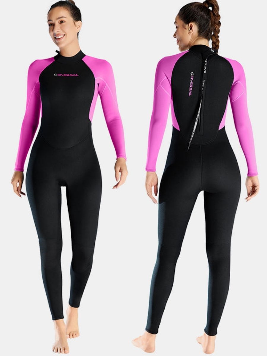 3mm Women's One-Piece Long Sleeve Insulated And Warm Back Zip Full Wetsuit