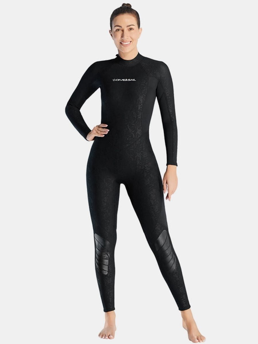 3mm Women's Long Sleeve UPF 50+ Back Zip One-Piece Black Full Wetsuit