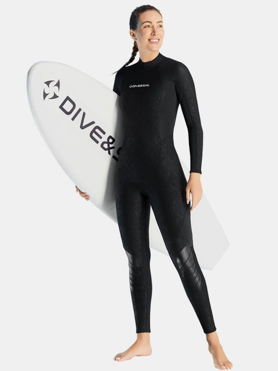 3mm Women's Long Sleeve UPF 50+ Back Zip One-Piece Black Full Wetsuit