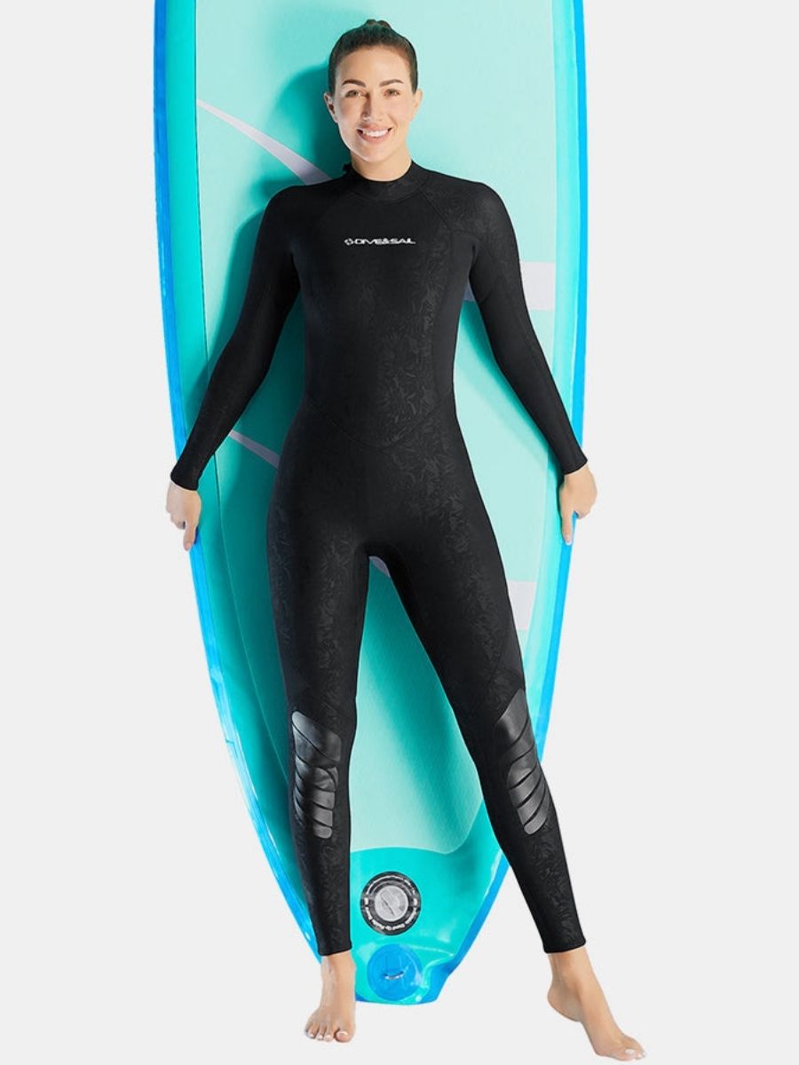 3mm Women's Long Sleeve UPF 50+ Back Zip One-Piece Black Full Wetsuit