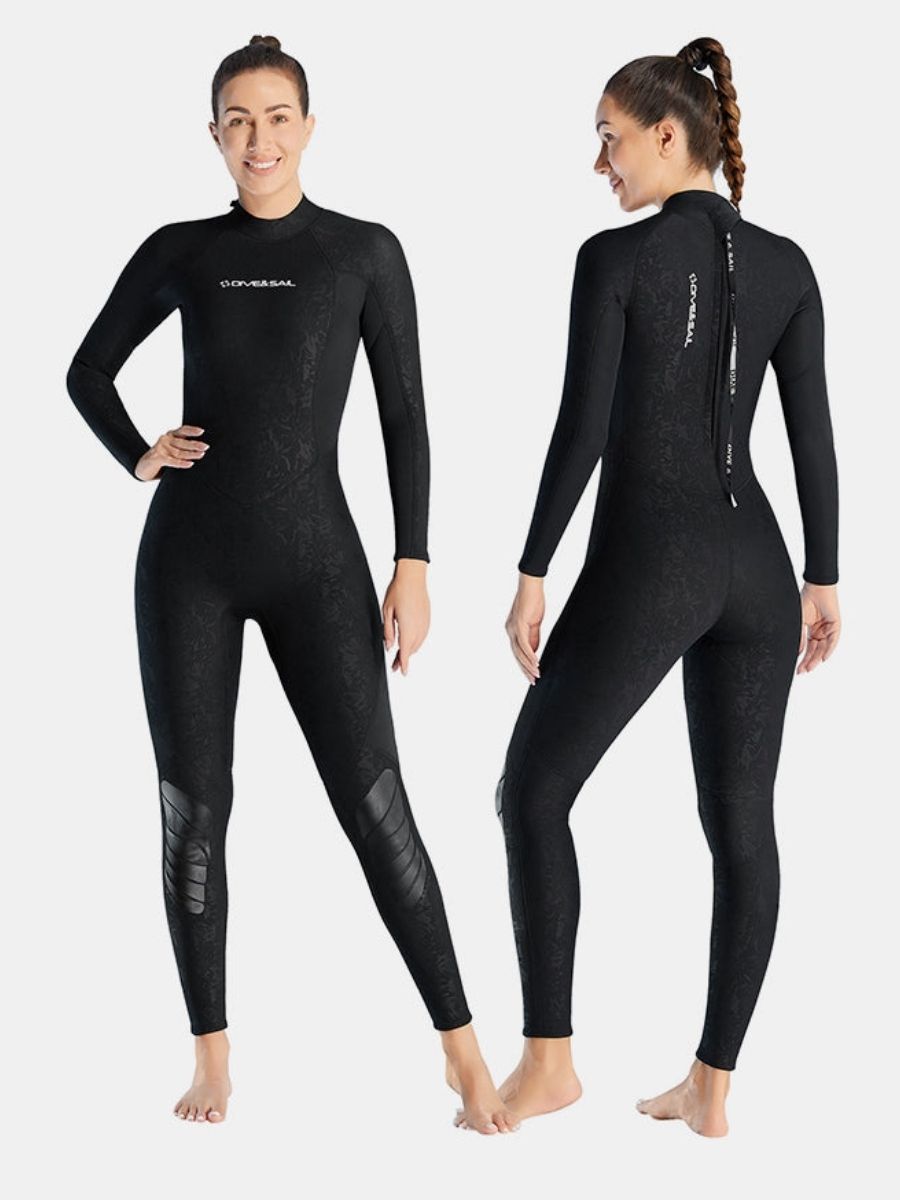 3mm Women's Long Sleeve UPF 50+ Back Zip One-Piece Black Full Wetsuit