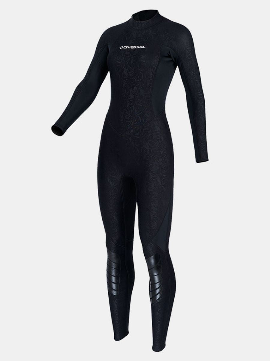 3mm Women's Long Sleeve UPF 50+ Back Zip One-Piece Black Full Wetsuit