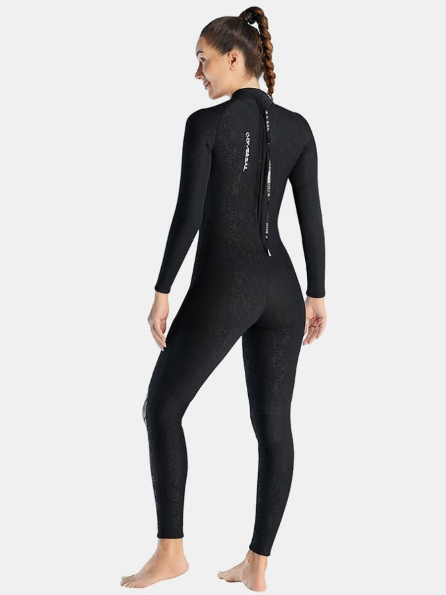 3mm Women's Long Sleeve UPF 50+ Back Zip One-Piece Black Full Wetsuit
