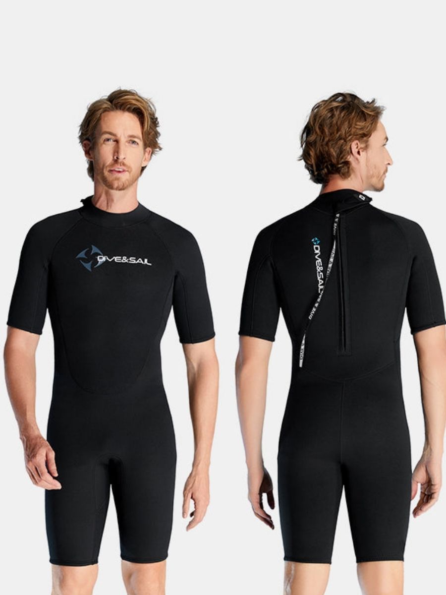 1.5mm Men's Short Sleeve One-piece Back Zip Shortie Wetsuit