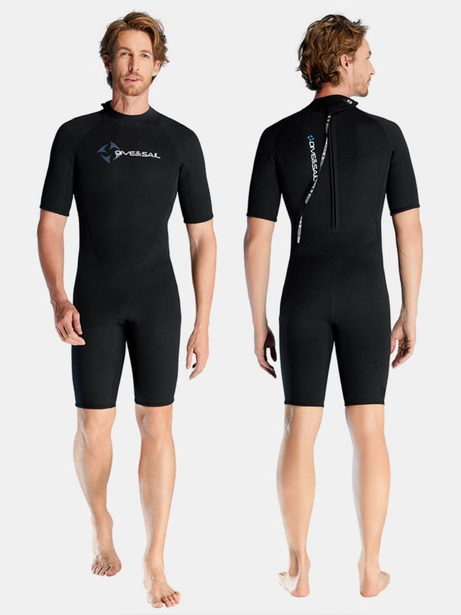 1.5mm Men's Short Sleeve One-piece Back Zip Shortie Wetsuit
