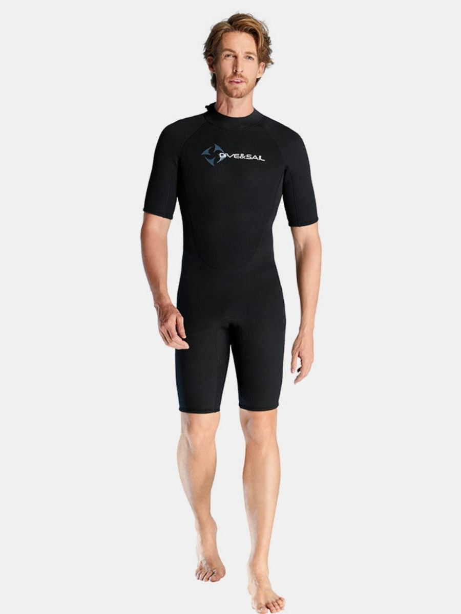 1.5mm Men's Short Sleeve One-piece Back Zip Shortie Wetsuit