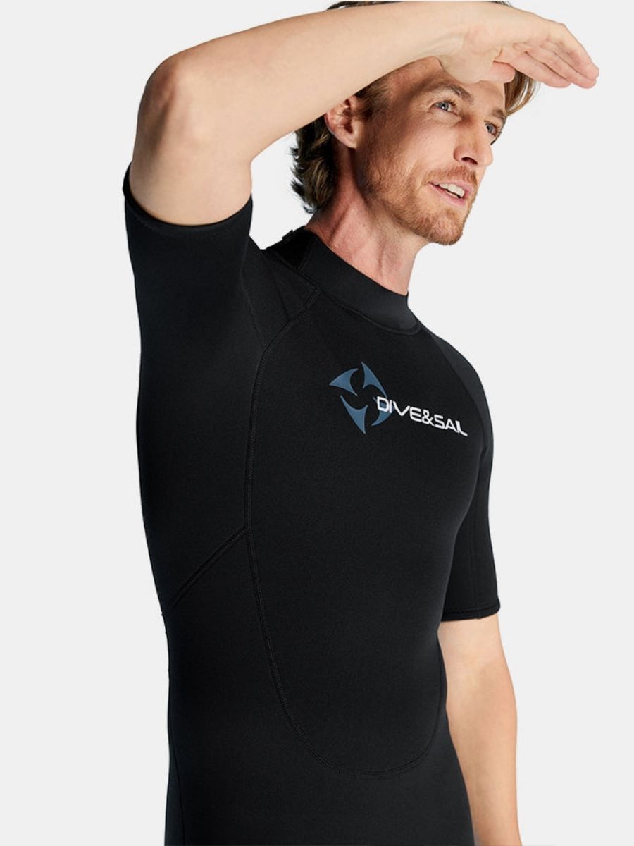 1.5mm Men's Short Sleeve One-piece Back Zip Shortie Wetsuit