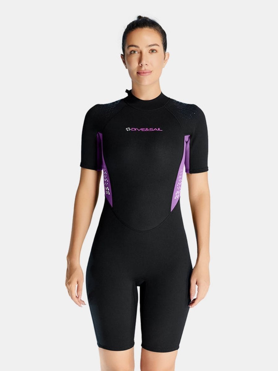 1.5mm Women's Back Zipper One-piece Short Sleeve Cold-Proof And Warm Back Zip Shortie Wetsuit