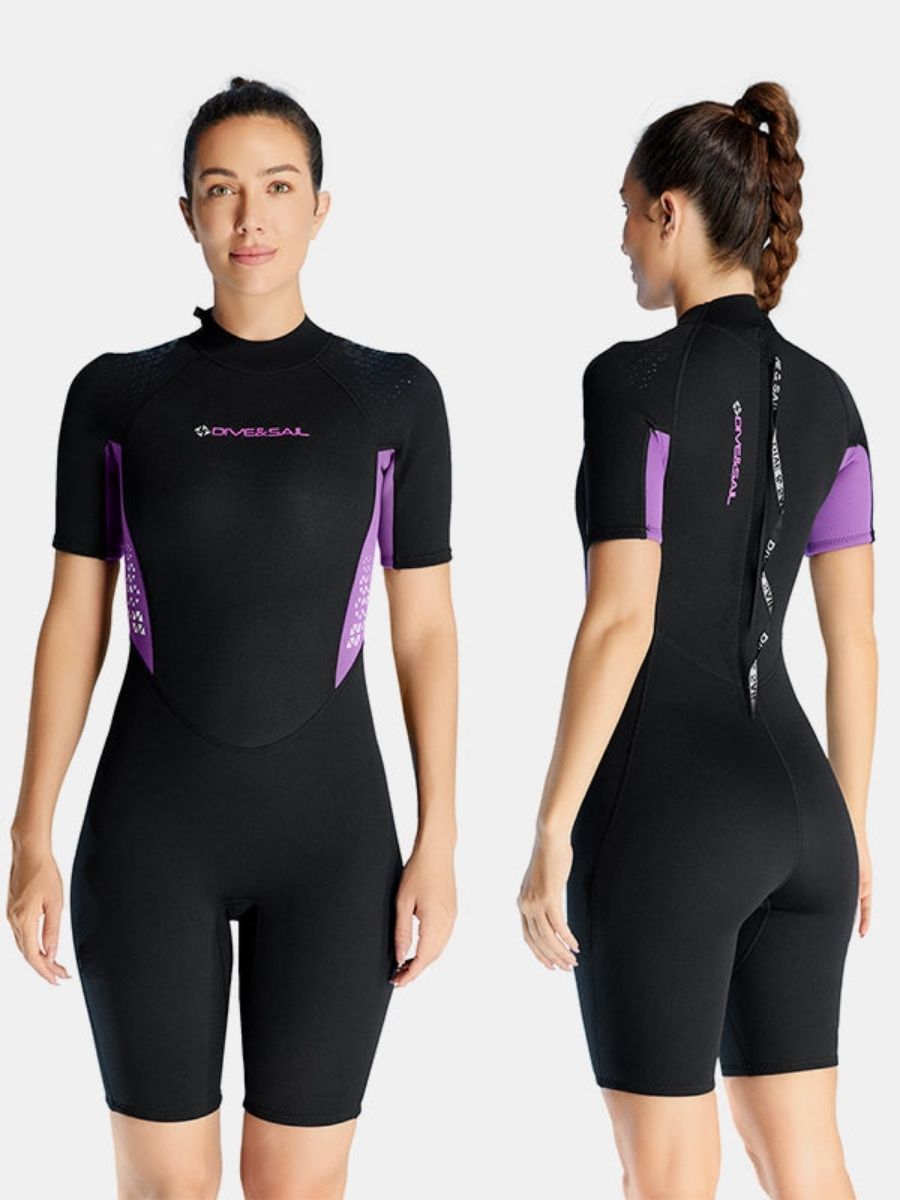 1.5mm Women's Back Zipper One-piece Short Sleeve Cold-Proof And Warm Back Zip Shortie Wetsuit