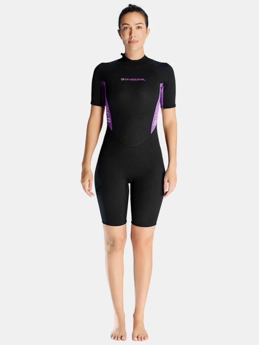 1.5mm Women's Back Zipper One-piece Short Sleeve Cold-Proof And Warm Back Zip Shortie Wetsuit