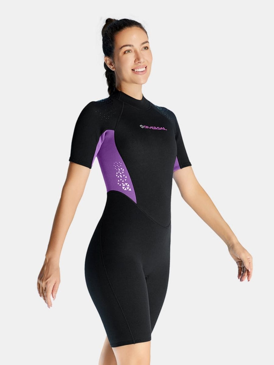 1.5mm Women's Back Zipper One-piece Short Sleeve Cold-Proof And Warm Back Zip Shortie Wetsuit