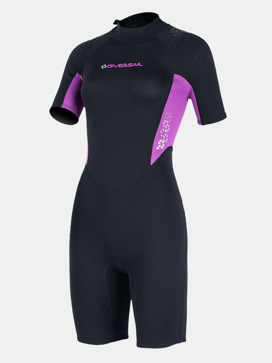 1.5mm Women's Back Zipper One-piece Short Sleeve Cold-Proof And Warm Back Zip Shortie Wetsuit