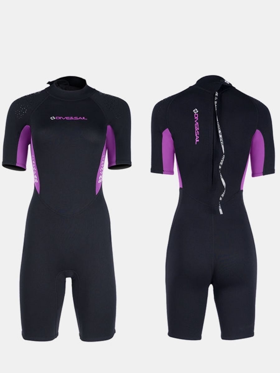 1.5mm Women's Back Zipper One-piece Short Sleeve Cold-Proof And Warm Back Zip Shortie Wetsuit