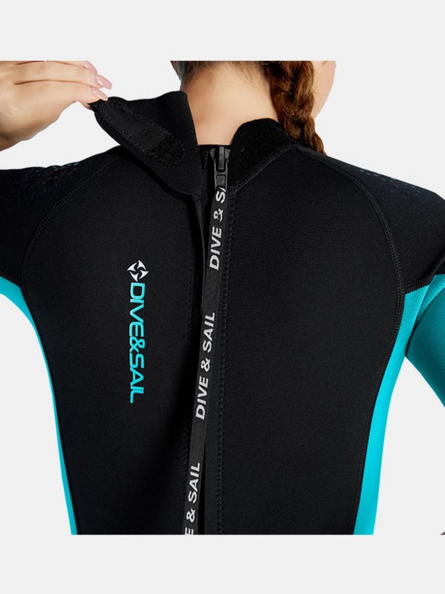 1.5mm Women's One-piece Short Sleeve Cold-Proof And Warm Blue Back Zip Shortie Wetsuit