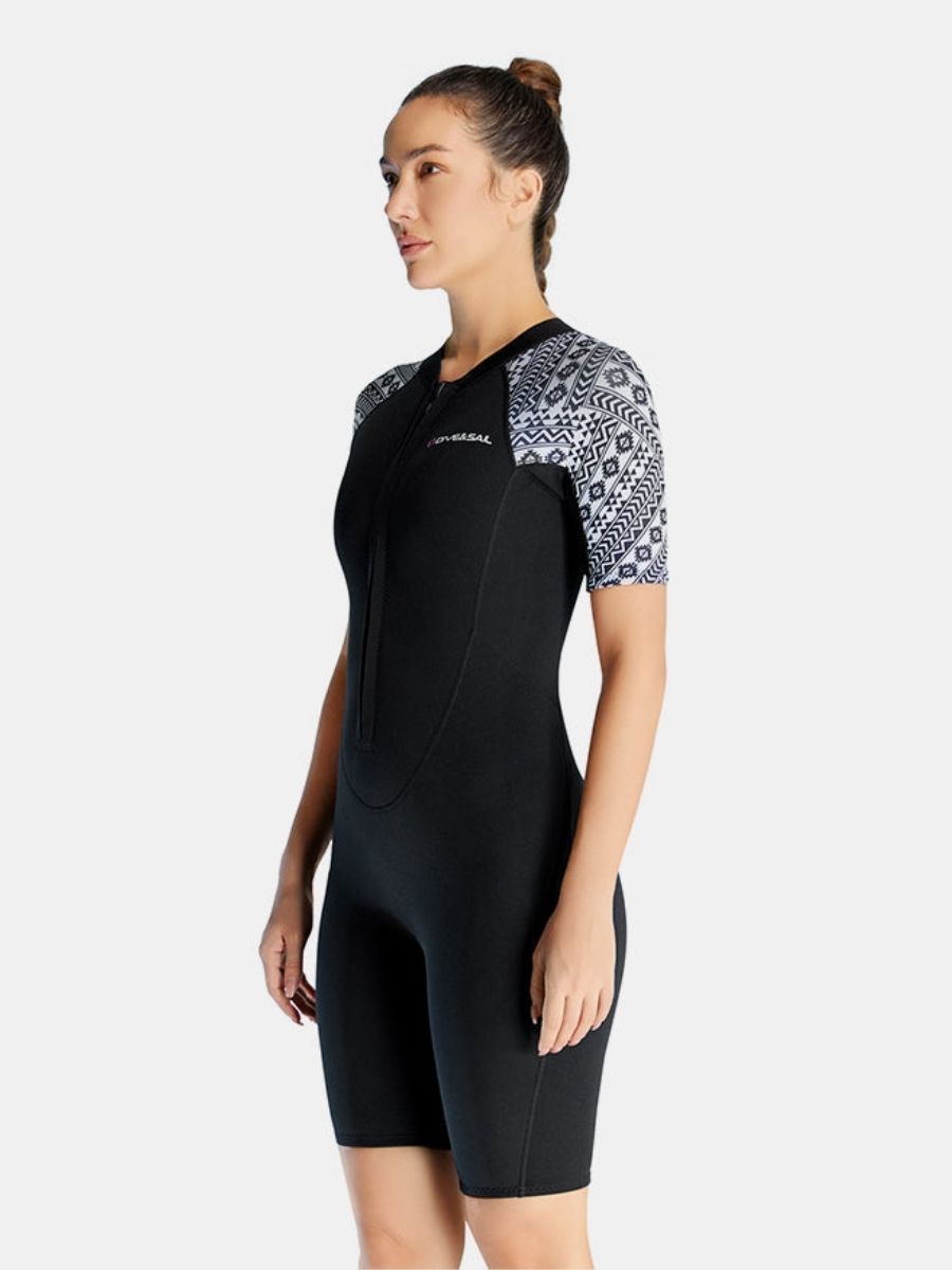 3mm Women's Cold-Proof Short Sleeve One-piece Front Zip Shortie Wetsuit
