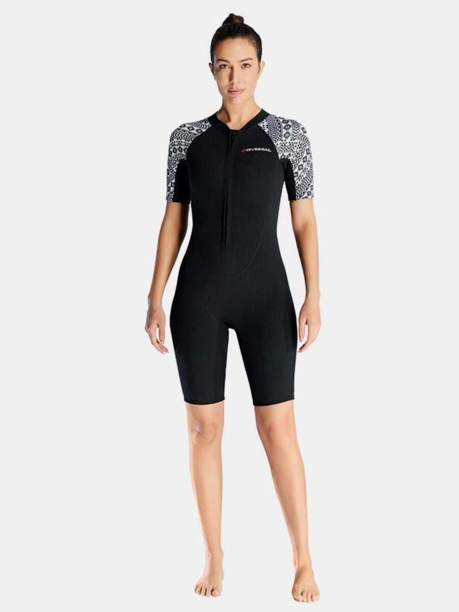 3mm Women's Cold-Proof Short Sleeve One-piece Front Zip Shortie Wetsuit