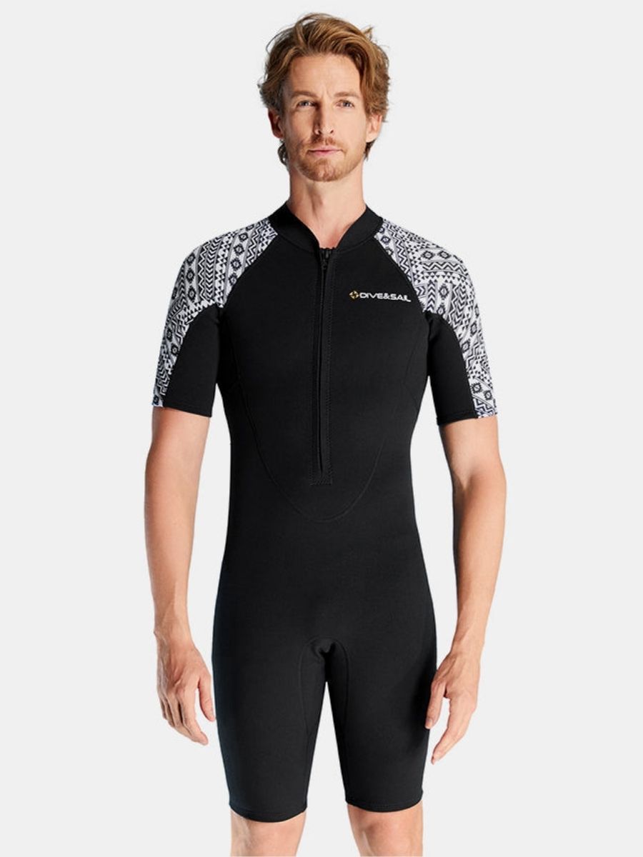 3mm Men's Cold-Proof And Warm One-piece Short Sleeve Front Zip Shortie Wetsuit