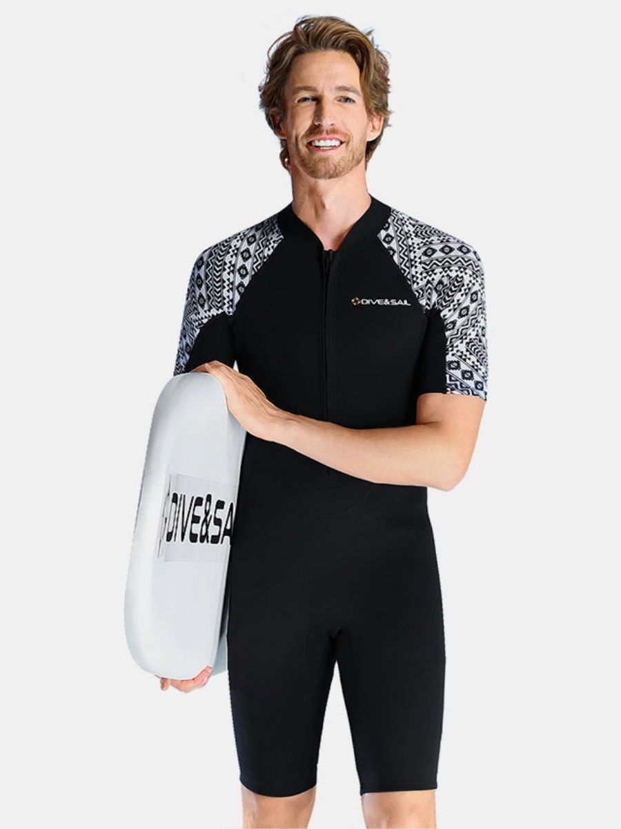 3mm Men's Cold-Proof And Warm One-piece Short Sleeve Front Zip Shortie Wetsuit