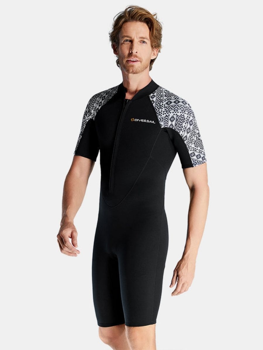 3mm Men's Cold-Proof And Warm One-piece Short Sleeve Front Zip Shortie Wetsuit