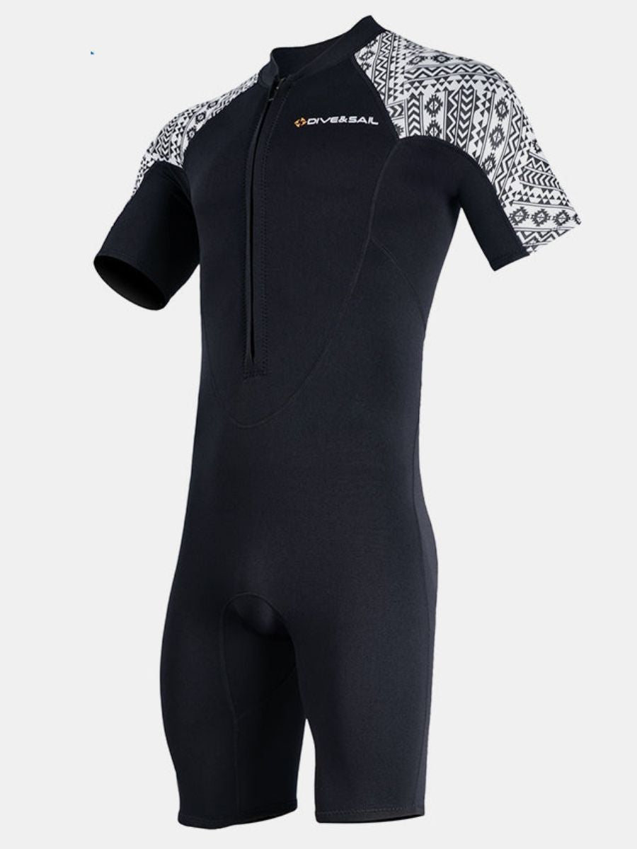 3mm Men's Cold-Proof And Warm One-piece Short Sleeve Front Zip Shortie Wetsuit