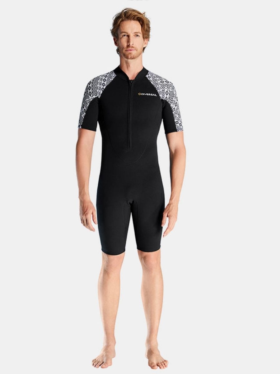3mm Men's Cold-Proof And Warm One-piece Short Sleeve Front Zip Shortie Wetsuit