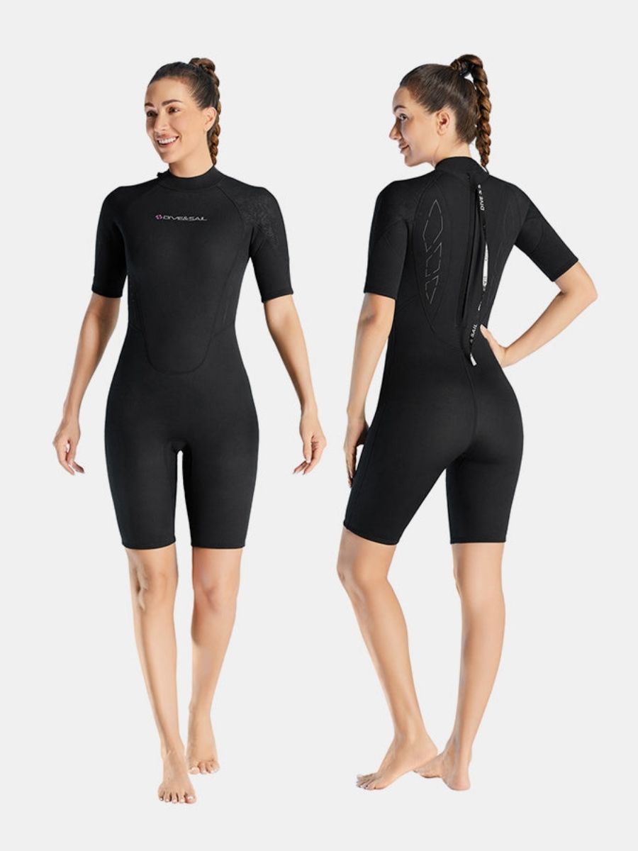 3mm Women's Cold-Proof And Warm One-piece Short Sleeve Back Zip Shortie Wetsuit