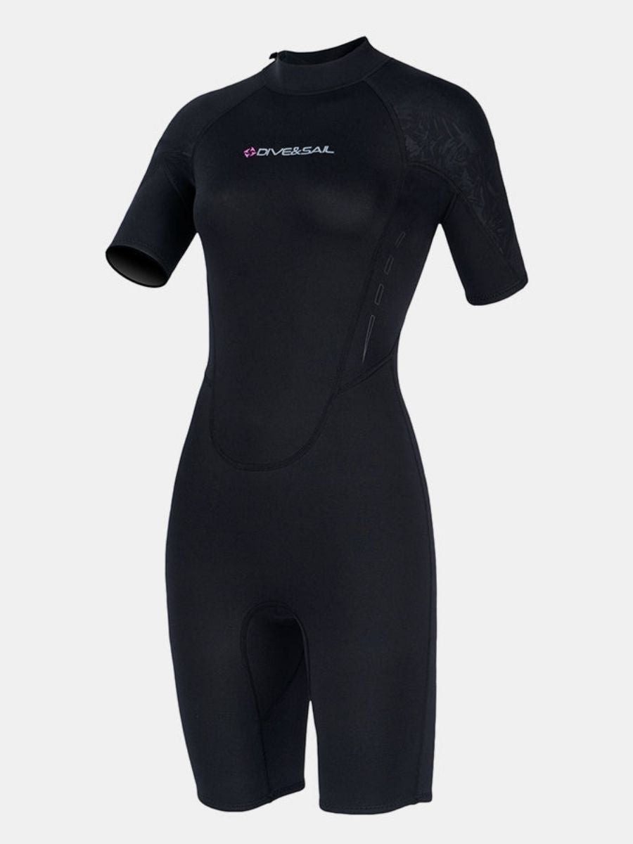 3mm Women's Cold-Proof And Warm One-piece Short Sleeve Back Zip Shortie Wetsuit