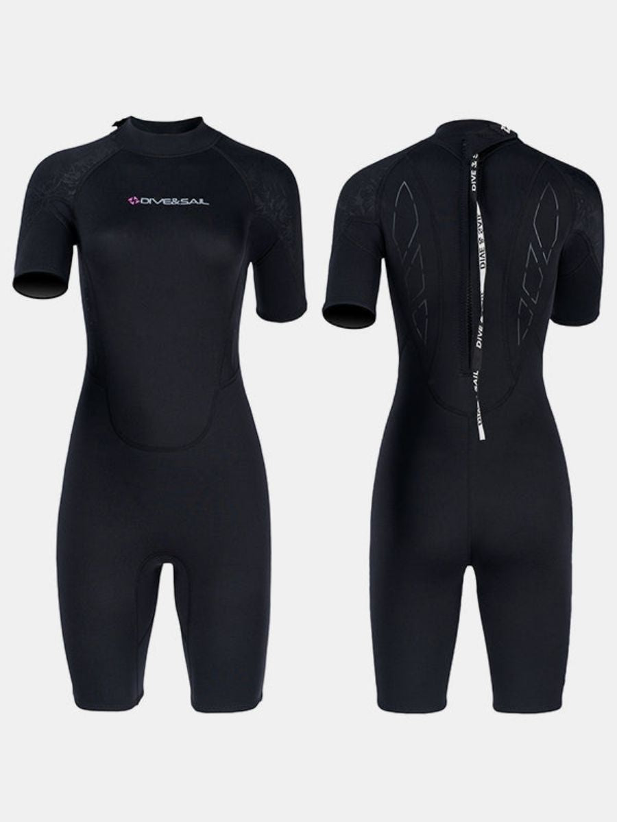 3mm Women's Cold-Proof And Warm One-piece Short Sleeve Back Zip Shortie Wetsuit