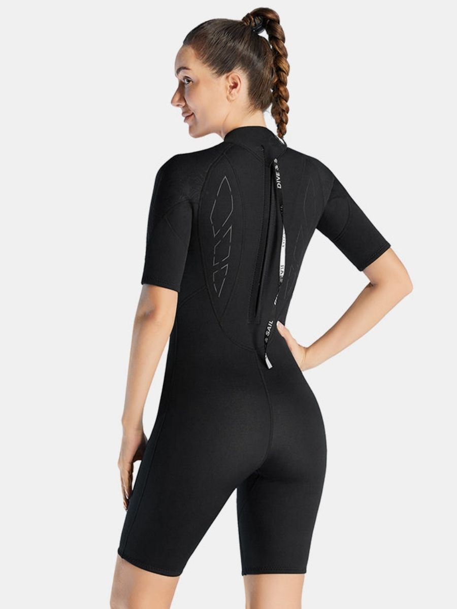 3mm Women's Cold-Proof And Warm One-piece Short Sleeve Back Zip Shortie Wetsuit