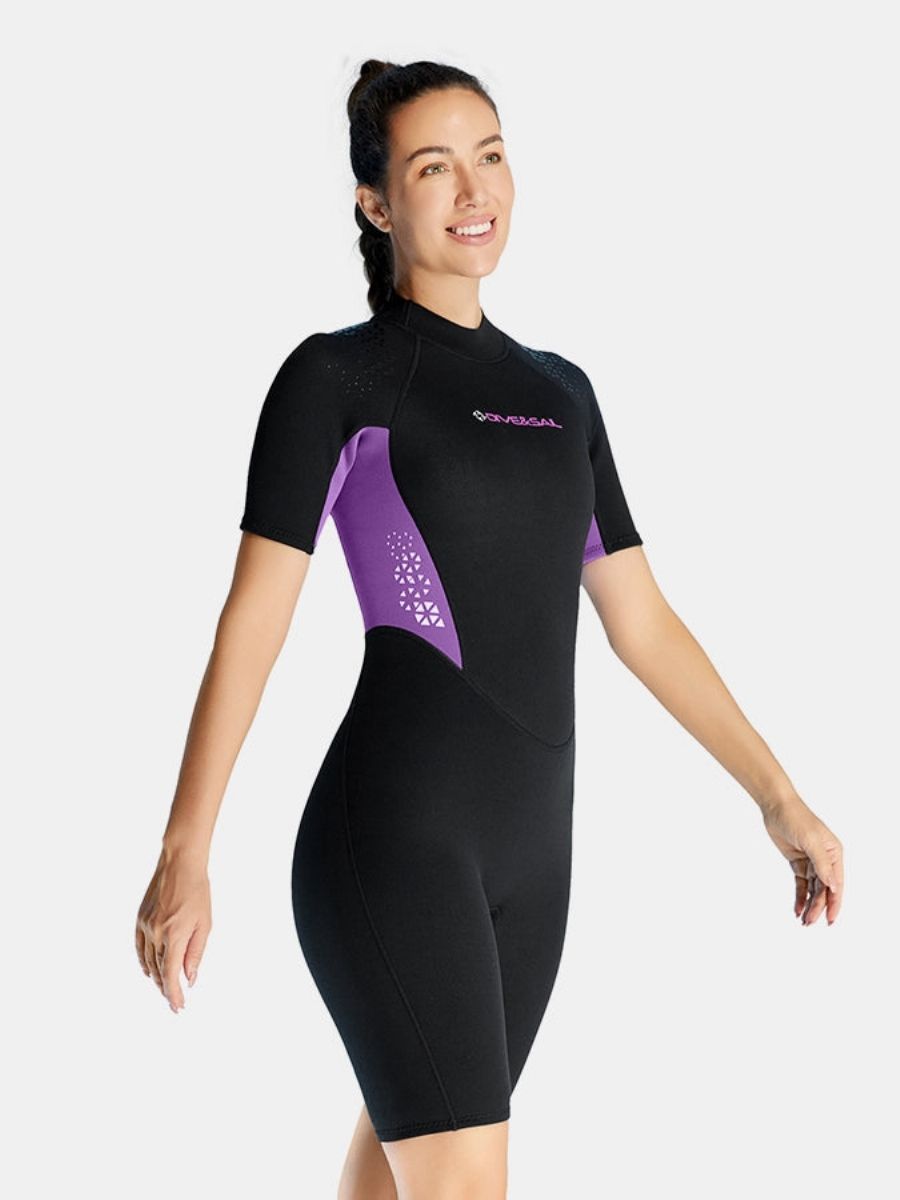 3mm Women's Short Sleeve One-piece Warm Back Zip Shortie Wetsuit