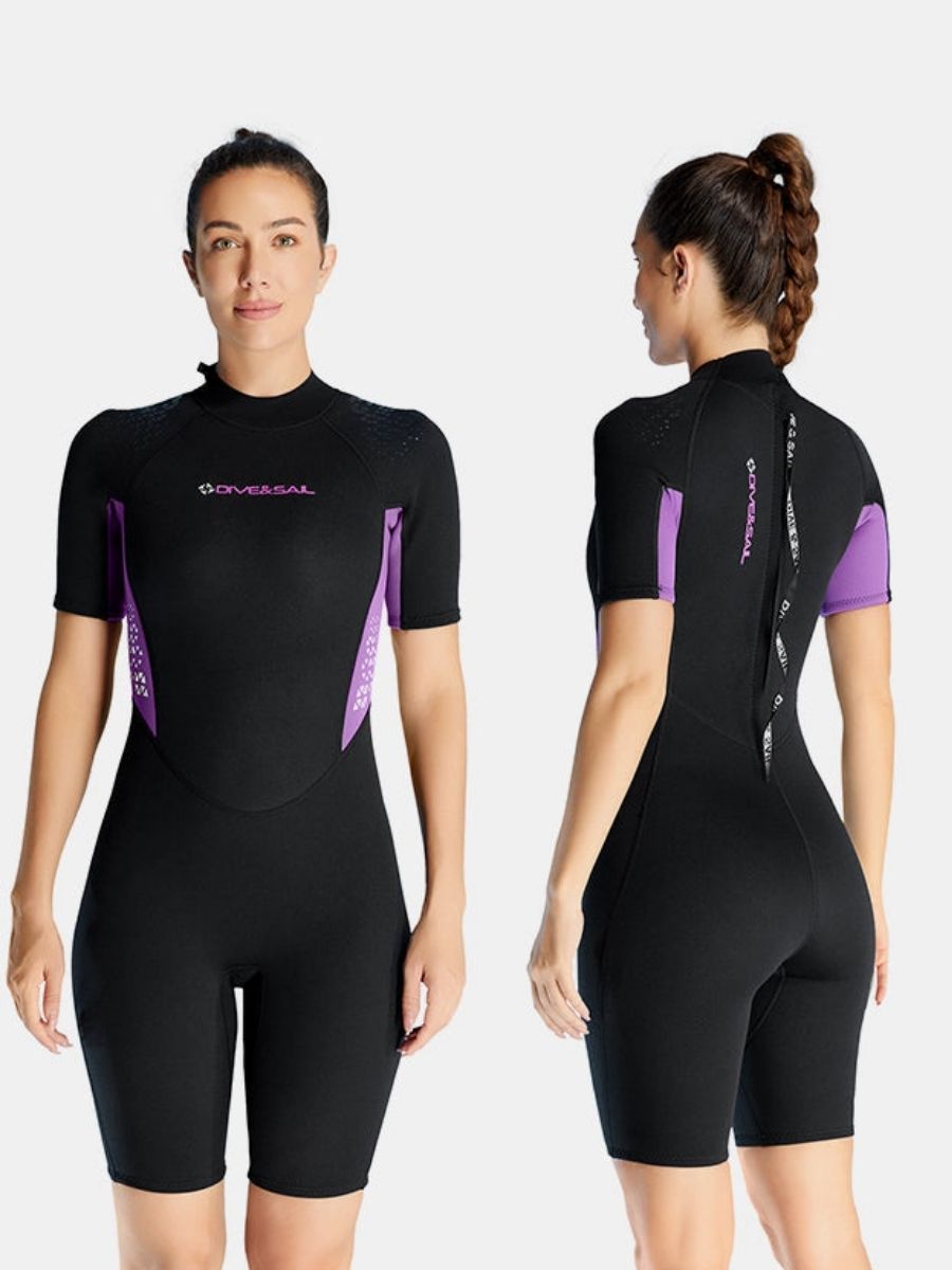 3mm Women's Short Sleeve One-piece Warm Back Zip Shortie Wetsuit