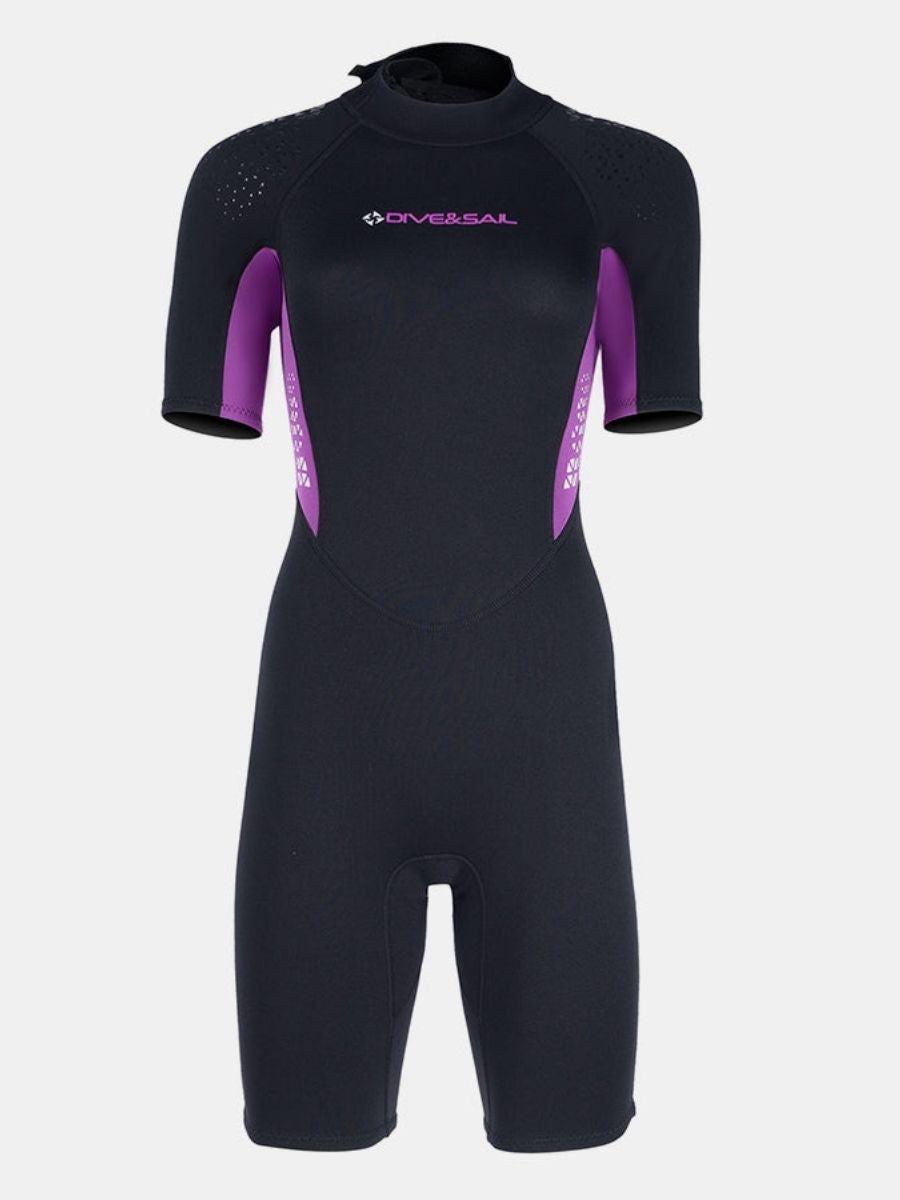 3mm Women's Short Sleeve One-piece Warm Back Zip Shortie Wetsuit