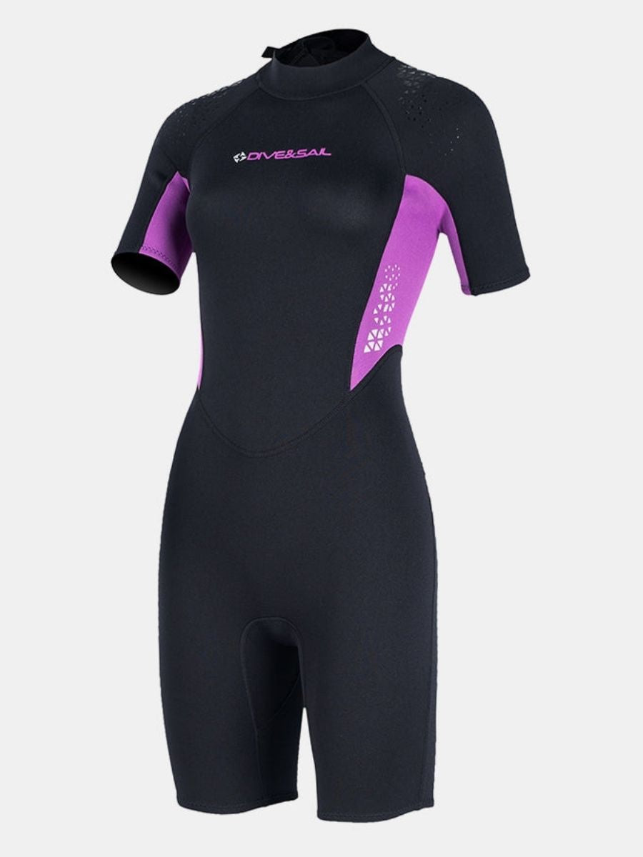 3mm Women's Short Sleeve One-piece Warm Back Zip Shortie Wetsuit