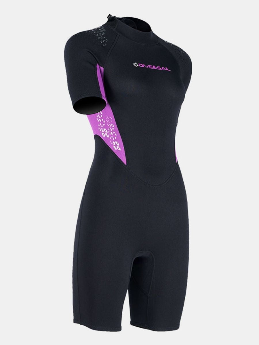 3mm Women's Short Sleeve One-piece Warm Back Zip Shortie Wetsuit
