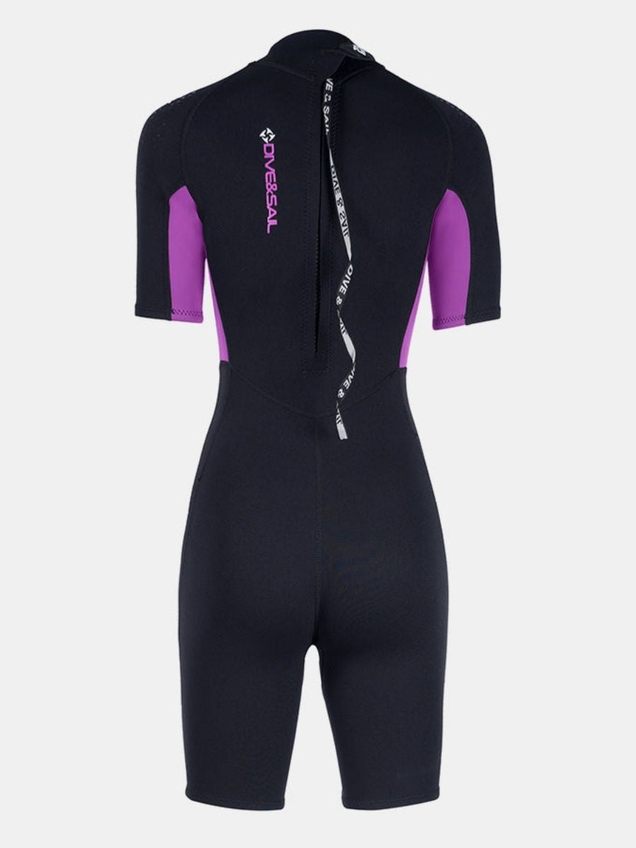 3mm Women's Short Sleeve One-piece Warm Back Zip Shortie Wetsuit