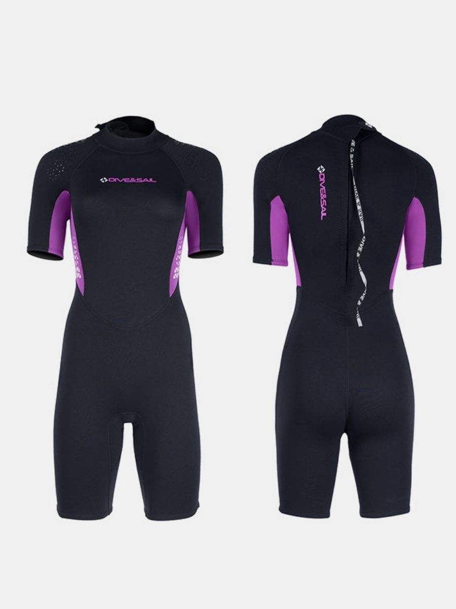 3mm Women's Short Sleeve One-piece Warm Back Zip Shortie Wetsuit
