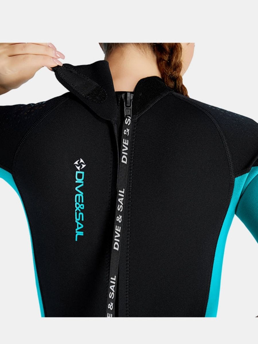 3mm Women's Blue Short Sleeve One-piece Warm Back Zip Shortie Wetsuit