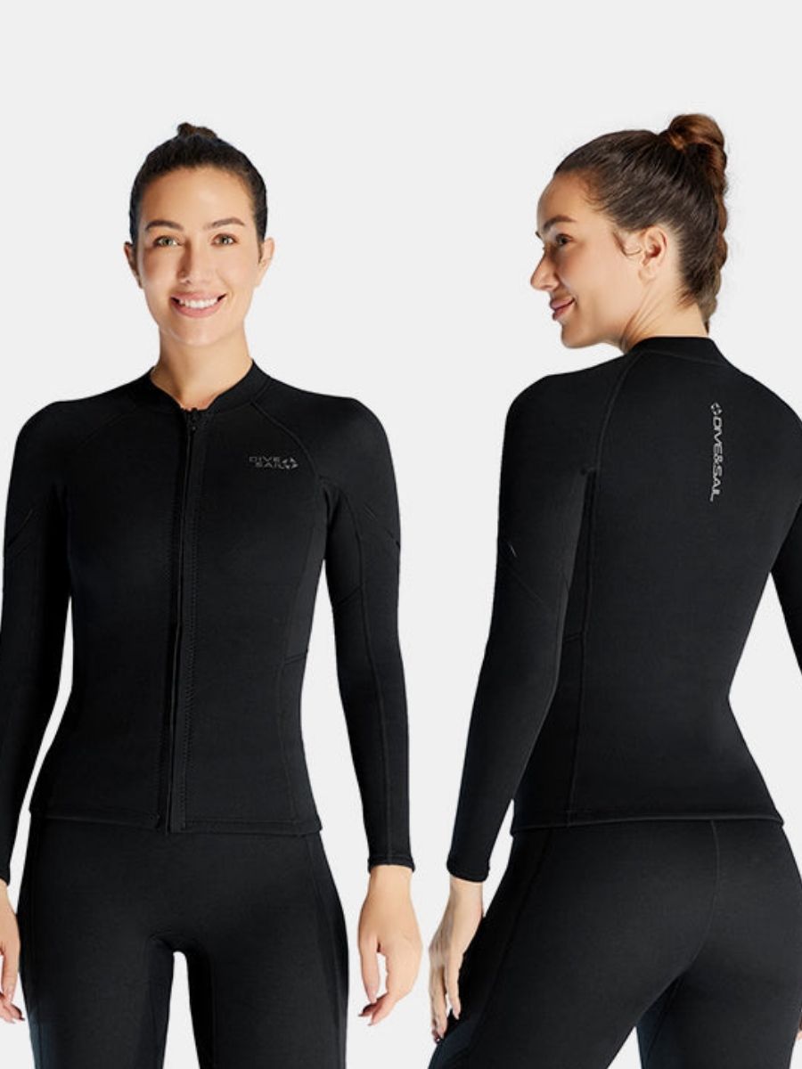 Women's 1.5MM Long Sleeve Split Top Cold-Proof and Warm Wetsuit