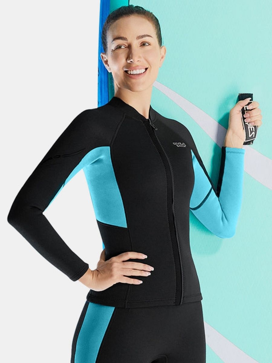 Women's 1.5MM Long-Sleeve Split Top Cold-Proof and Warm Wetsuit