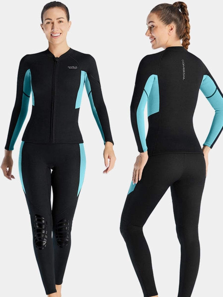 Women's 1.5MM Long-Sleeve Split Top Cold-Proof and Warm Wetsuit