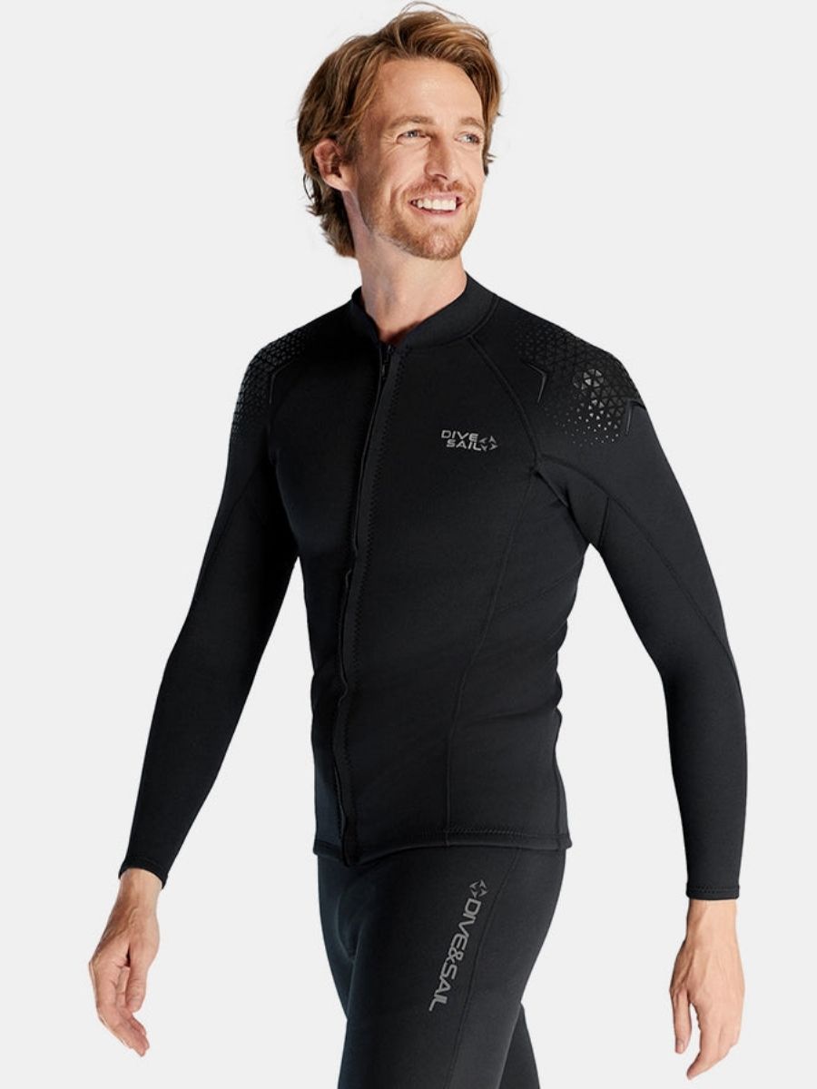 Men's 1.5MM Long-Sleeve Split Top Cold-Proof and Warm Wetsuit