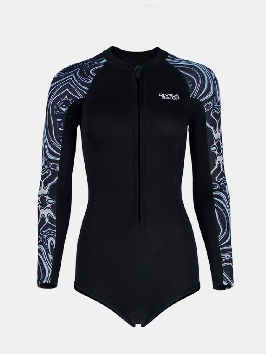 2mm Women's One Piece Long Sleeve Coldproof Front Zip Shorty Wetsuit