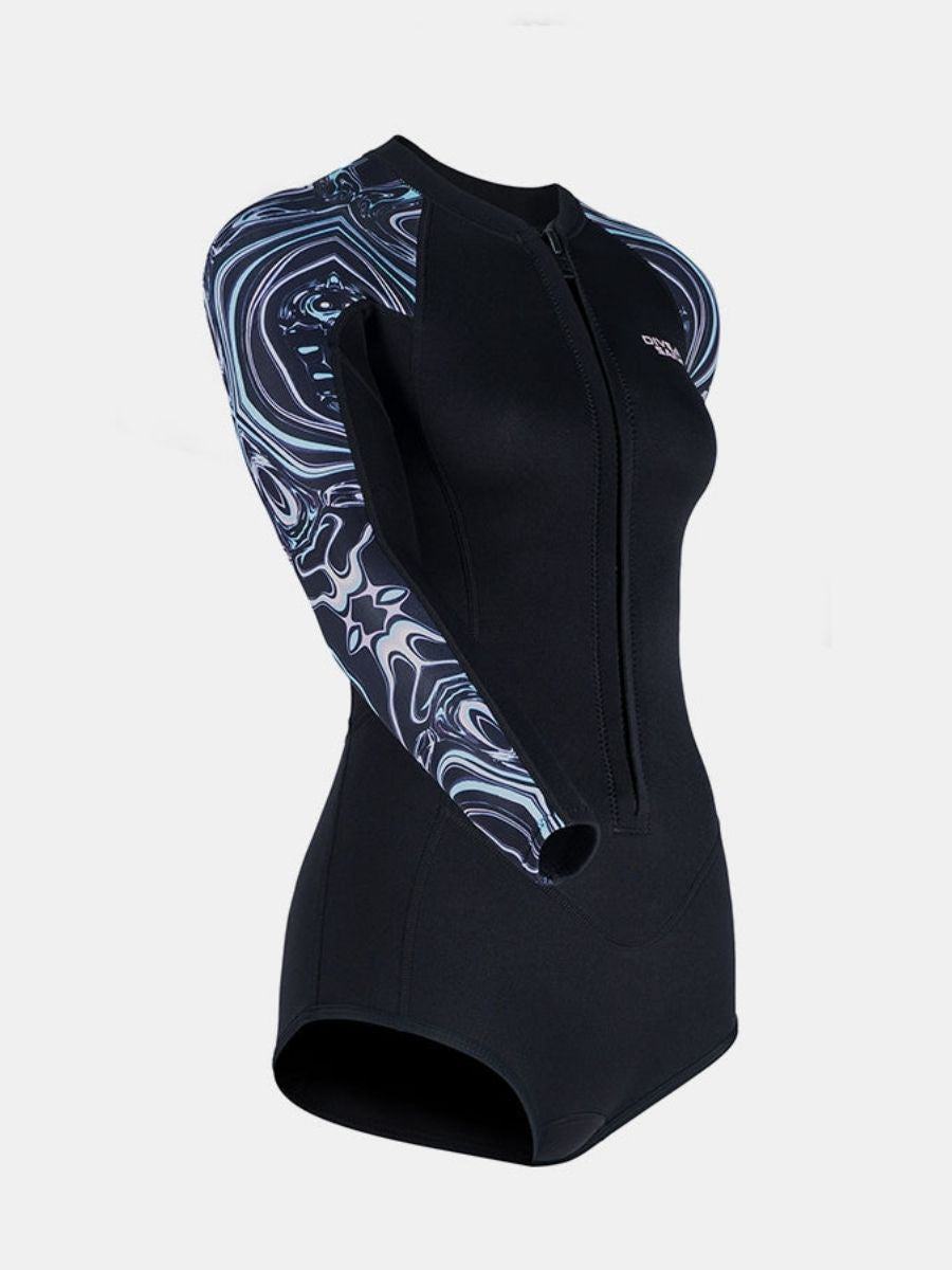 2mm Women's One Piece Long Sleeve Coldproof Front Zip Shorty Wetsuit