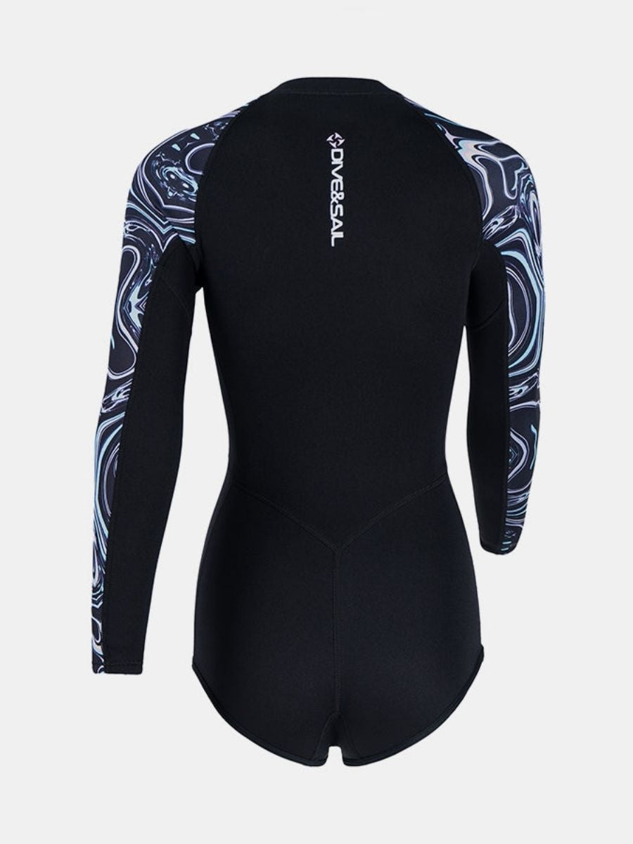 2mm Women's One Piece Long Sleeve Coldproof Front Zip Shorty Wetsuit